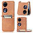 Luxus Leder Hülle Handyhülle und Kunststoff Schutzhülle Hartschalen Tasche SD1 für Huawei P60 Pocket Braun