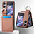 Luxus Leder Hülle Handyhülle und Kunststoff Schutzhülle Hartschalen Tasche SD12 für Oppo Find N2 Flip 5G Braun