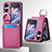 Luxus Leder Hülle Handyhülle und Kunststoff Schutzhülle Hartschalen Tasche SD12 für Oppo Find N2 Flip 5G Violett