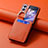Luxus Leder Hülle Handyhülle und Kunststoff Schutzhülle Hartschalen Tasche SD13 für Oppo Find N2 Flip 5G Orange