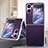 Luxus Leder Hülle Handyhülle und Kunststoff Schutzhülle Hartschalen Tasche SD2 für Oppo Find N2 Flip 5G Violett