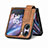 Luxus Leder Hülle Handyhülle und Kunststoff Schutzhülle Hartschalen Tasche SD3 für Oppo Find N2 Flip 5G