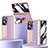 Luxus Leder Hülle Handyhülle und Kunststoff Schutzhülle Hartschalen Tasche ZL1 für Oppo Find N2 5G Violett