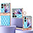 Luxus Leder Hülle Handyhülle und Kunststoff Schutzhülle Hartschalen Tasche ZL3 für Oppo Find N2 Flip 5G Blau