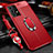 Silikon Hülle Handyhülle Gummi Schutzhülle Flexible Leder Tasche mit Magnetisch Fingerring Ständer für Samsung Galaxy A52 4G Rot