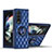 Silikon Hülle Handyhülle Gummi Schutzhülle Flexible Leder Tasche mit Magnetisch Fingerring Ständer für Samsung Galaxy Z Fold4 5G Blau
