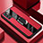 Silikon Hülle Handyhülle Gummi Schutzhülle Flexible Leder Tasche mit Magnetisch Fingerring Ständer PB1 für Xiaomi Redmi Note 10 5G Rot