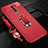 Silikon Hülle Handyhülle Gummi Schutzhülle Flexible Leder Tasche mit Magnetisch Fingerring Ständer S01 für Xiaomi Redmi 9 Prime India Rot