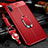 Silikon Hülle Handyhülle Gummi Schutzhülle Flexible Leder Tasche mit Magnetisch Fingerring Ständer T03 für Samsung Galaxy Note 10 Rot