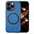 Silikon Hülle Handyhülle Gummi Schutzhülle Flexible Leder Tasche mit Magnetisch S02D für Apple iPhone 15 Pro Max Blau