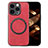 Silikon Hülle Handyhülle Gummi Schutzhülle Flexible Leder Tasche mit Magnetisch S02D für Apple iPhone 15 Pro Max Rot