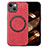 Silikon Hülle Handyhülle Gummi Schutzhülle Flexible Leder Tasche mit Magnetisch S02D für Apple iPhone 15 Rot
