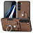 Silikon Hülle Handyhülle Gummi Schutzhülle Flexible Leder Tasche SD5 für Samsung Galaxy S22 Plus 5G Braun