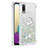 Silikon Hülle Handyhülle Gummi Schutzhülle Flexible Tasche Bling-Bling mit Fingerring Ständer S01 für Samsung Galaxy A02 Silber