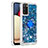 Silikon Hülle Handyhülle Gummi Schutzhülle Flexible Tasche Bling-Bling mit Fingerring Ständer S01 für Samsung Galaxy A03s Blau