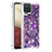 Silikon Hülle Handyhülle Gummi Schutzhülle Flexible Tasche Bling-Bling mit Fingerring Ständer S01 für Samsung Galaxy A12 5G Violett