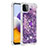 Silikon Hülle Handyhülle Gummi Schutzhülle Flexible Tasche Bling-Bling mit Fingerring Ständer S01 für Samsung Galaxy A22s 5G Violett