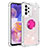 Silikon Hülle Handyhülle Gummi Schutzhülle Flexible Tasche Bling-Bling mit Fingerring Ständer S01 für Samsung Galaxy A23 4G Rosa
