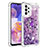 Silikon Hülle Handyhülle Gummi Schutzhülle Flexible Tasche Bling-Bling mit Fingerring Ständer S01 für Samsung Galaxy A23 4G Violett