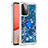 Silikon Hülle Handyhülle Gummi Schutzhülle Flexible Tasche Bling-Bling mit Fingerring Ständer S01 für Samsung Galaxy A72 4G Blau