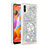 Silikon Hülle Handyhülle Gummi Schutzhülle Flexible Tasche Bling-Bling mit Fingerring Ständer S01 für Samsung Galaxy M11 Silber