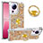 Silikon Hülle Handyhülle Gummi Schutzhülle Flexible Tasche Bling-Bling mit Fingerring Ständer S01 für Xiaomi Mi 12 Lite NE 5G Gold
