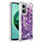 Silikon Hülle Handyhülle Gummi Schutzhülle Flexible Tasche Bling-Bling mit Fingerring Ständer S01 für Xiaomi Redmi 11 Prime 5G Violett