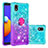 Silikon Hülle Handyhülle Gummi Schutzhülle Flexible Tasche Bling-Bling mit Fingerring Ständer S02 für Samsung Galaxy A01 Core Hellblau