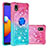 Silikon Hülle Handyhülle Gummi Schutzhülle Flexible Tasche Bling-Bling mit Fingerring Ständer S02 für Samsung Galaxy A01 Core Rosa