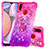 Silikon Hülle Handyhülle Gummi Schutzhülle Flexible Tasche Bling-Bling mit Fingerring Ständer S02 für Samsung Galaxy A10s Pink