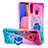 Silikon Hülle Handyhülle Gummi Schutzhülle Flexible Tasche Bling-Bling mit Fingerring Ständer S02 für Samsung Galaxy A20s Rosa