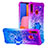 Silikon Hülle Handyhülle Gummi Schutzhülle Flexible Tasche Bling-Bling mit Fingerring Ständer S02 für Samsung Galaxy A20s Violett