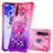 Silikon Hülle Handyhülle Gummi Schutzhülle Flexible Tasche Bling-Bling mit Fingerring Ständer S02 für Samsung Galaxy A21 European Pink