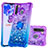 Silikon Hülle Handyhülle Gummi Schutzhülle Flexible Tasche Bling-Bling mit Fingerring Ständer S02 für Samsung Galaxy A21 European Violett