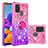 Silikon Hülle Handyhülle Gummi Schutzhülle Flexible Tasche Bling-Bling mit Fingerring Ständer S02 für Samsung Galaxy A21s Pink