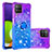 Silikon Hülle Handyhülle Gummi Schutzhülle Flexible Tasche Bling-Bling mit Fingerring Ständer S02 für Samsung Galaxy A22 4G Violett