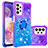 Silikon Hülle Handyhülle Gummi Schutzhülle Flexible Tasche Bling-Bling mit Fingerring Ständer S02 für Samsung Galaxy A23 5G Violett