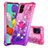 Silikon Hülle Handyhülle Gummi Schutzhülle Flexible Tasche Bling-Bling mit Fingerring Ständer S02 für Samsung Galaxy A51 5G Pink