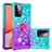 Silikon Hülle Handyhülle Gummi Schutzhülle Flexible Tasche Bling-Bling mit Fingerring Ständer S02 für Samsung Galaxy A72 4G Hellblau