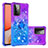 Silikon Hülle Handyhülle Gummi Schutzhülle Flexible Tasche Bling-Bling mit Fingerring Ständer S02 für Samsung Galaxy A72 4G Violett