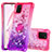 Silikon Hülle Handyhülle Gummi Schutzhülle Flexible Tasche Bling-Bling mit Fingerring Ständer S02 für Samsung Galaxy A81 Pink