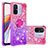 Silikon Hülle Handyhülle Gummi Schutzhülle Flexible Tasche Bling-Bling mit Fingerring Ständer S02 für Xiaomi Redmi 12C 4G Pink