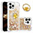 Silikon Hülle Handyhülle Gummi Schutzhülle Flexible Tasche Bling-Bling mit Fingerring Ständer S03 für Apple iPhone 13 Pro Gold