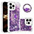 Silikon Hülle Handyhülle Gummi Schutzhülle Flexible Tasche Bling-Bling mit Fingerring Ständer S03 für Apple iPhone 13 Pro Max Violett