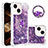 Silikon Hülle Handyhülle Gummi Schutzhülle Flexible Tasche Bling-Bling mit Fingerring Ständer S03 für Apple iPhone 15 Violett