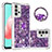 Silikon Hülle Handyhülle Gummi Schutzhülle Flexible Tasche Bling-Bling mit Fingerring Ständer S03 für Samsung Galaxy A32 4G Violett