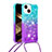 Silikon Hülle Handyhülle Gummi Schutzhülle Flexible Tasche Bling-Bling mit Schlüsselband Lanyard S01 für Apple iPhone 13