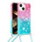 Silikon Hülle Handyhülle Gummi Schutzhülle Flexible Tasche Bling-Bling mit Schlüsselband Lanyard S01 für Apple iPhone 14