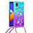 Silikon Hülle Handyhülle Gummi Schutzhülle Flexible Tasche Bling-Bling mit Schlüsselband Lanyard S01 für Samsung Galaxy A01 Core