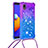 Silikon Hülle Handyhülle Gummi Schutzhülle Flexible Tasche Bling-Bling mit Schlüsselband Lanyard S01 für Samsung Galaxy A01 Core Violett